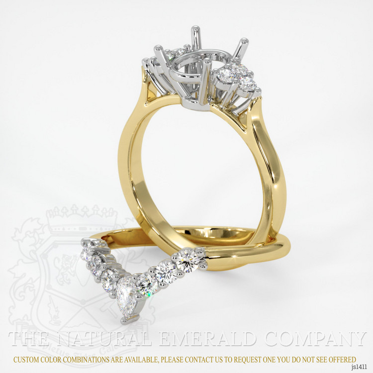 18K White & Yellow Accent Stones Ring Setting
