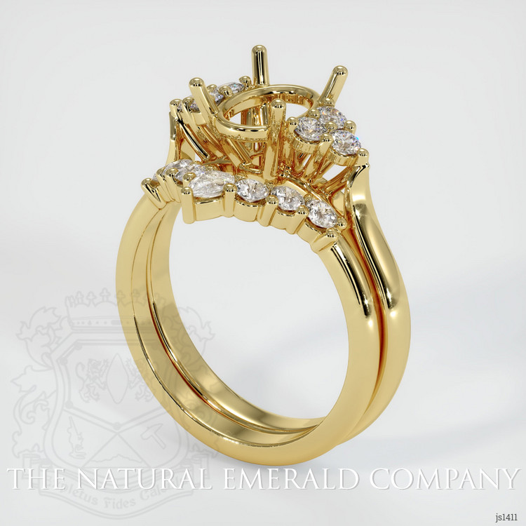 Wedding Set Emerald Ring 1.32 Ct., 18K Yellow Gold