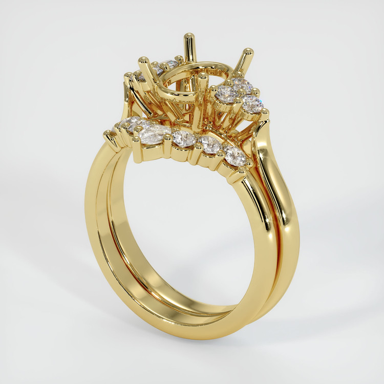 18K Yellow Gold Accent Stones Ring Setting