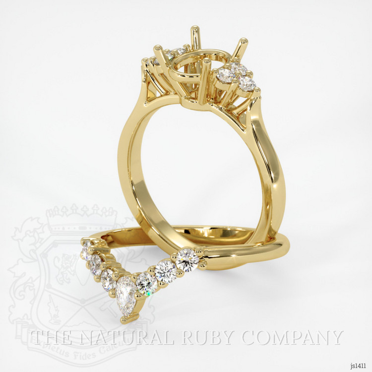 18K Yellow Gold Accent Stones Ring Setting