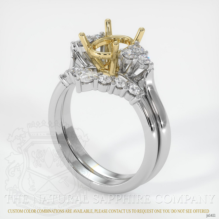 14K Yellow & White Accent Stones Ring Setting