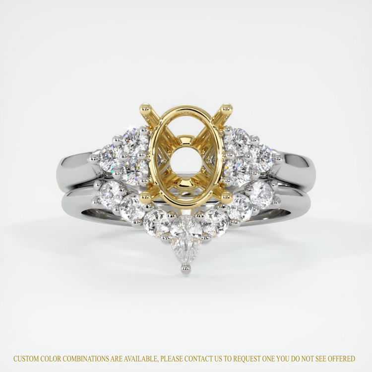 14K Yellow & White Accent Stones Ring Setting