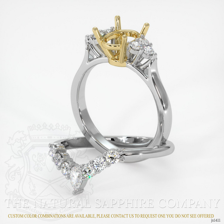14K Yellow & White Accent Stones Ring Setting