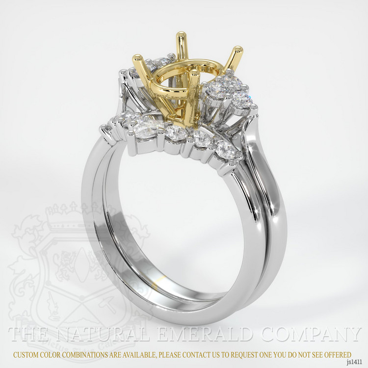 18K Yellow & White Accent Stones Ring Setting