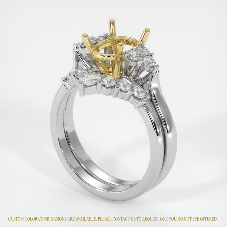 18K Yellow & White Accent Stones Ring Setting