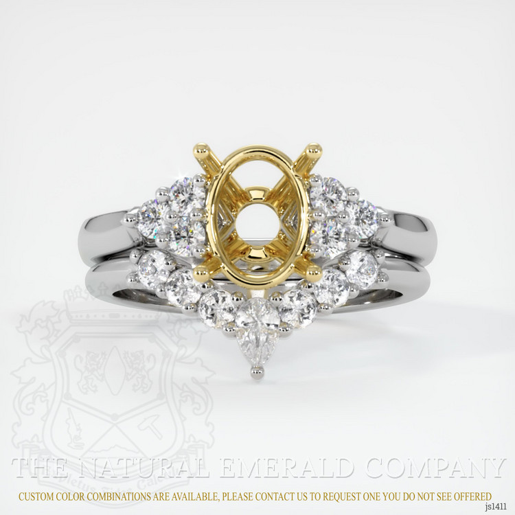 18K Yellow & White Accent Stones Ring Setting