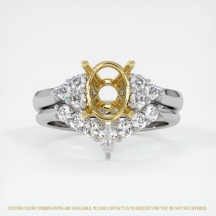 18K Yellow & White Accent Stones Ring Setting