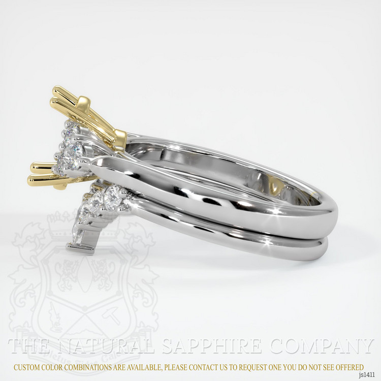 18K Yellow & White Accent Stones Ring Setting