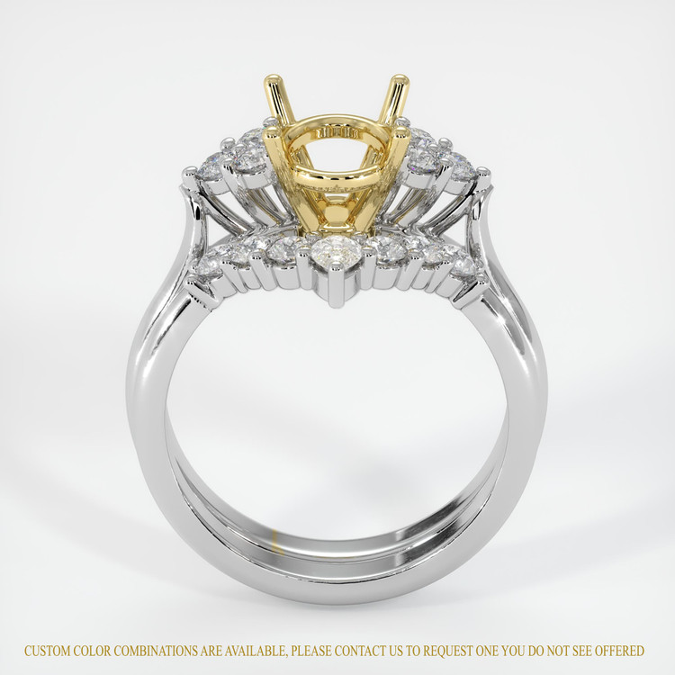 18K Yellow & White Accent Stones Ring Setting