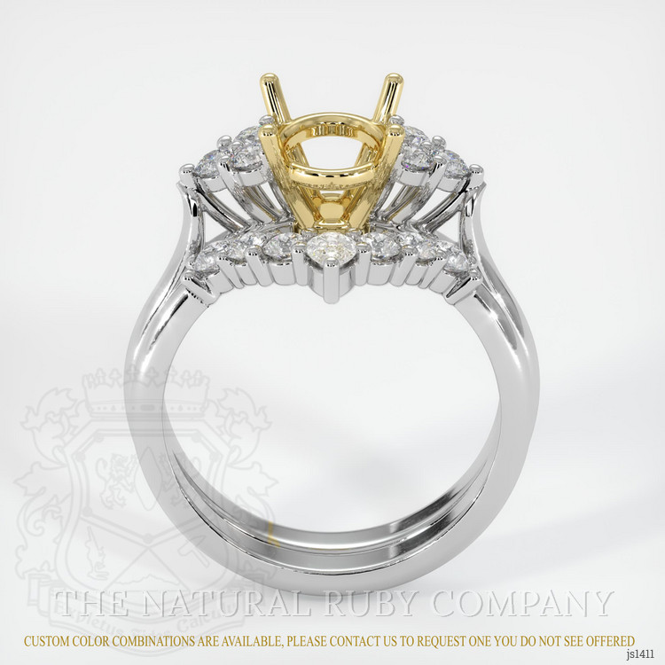 18K Yellow & White Accent Stones Ring Setting