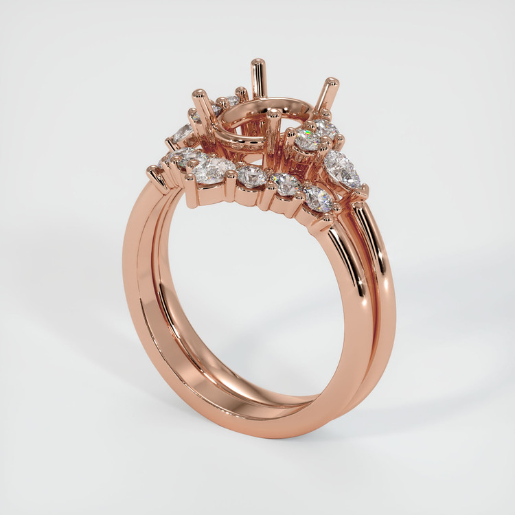 14K Rose Gold Accent Stones Ring Setting