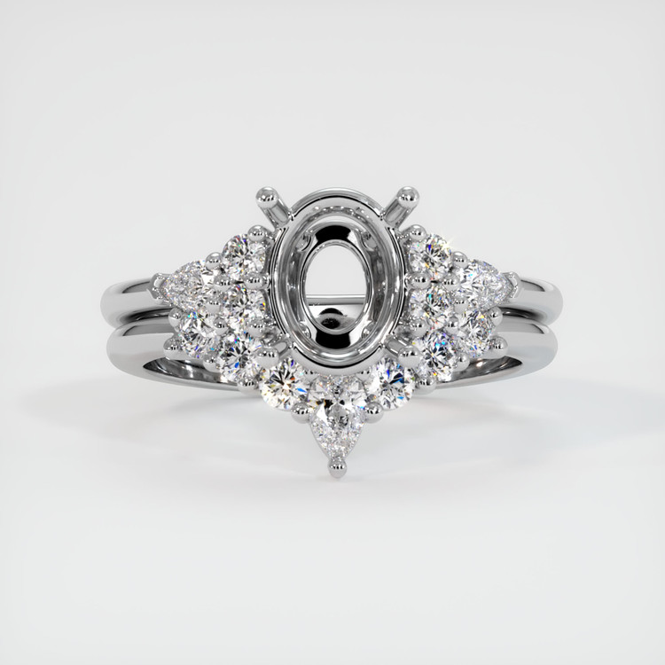 14K White Gold Accent Stones Ring Setting