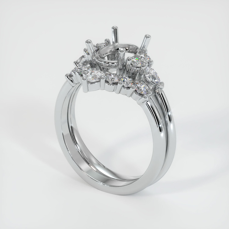 18K White Gold Accent Stones Ring Setting