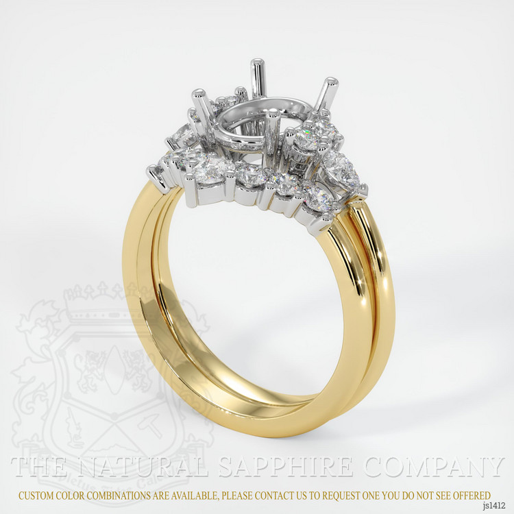 14K White & Yellow Accent Stones Ring Setting