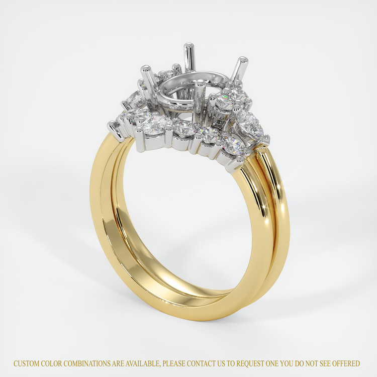 14K White & Yellow Accent Stones Ring Setting