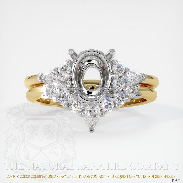 14K White & Yellow Accent Stones Ring Setting