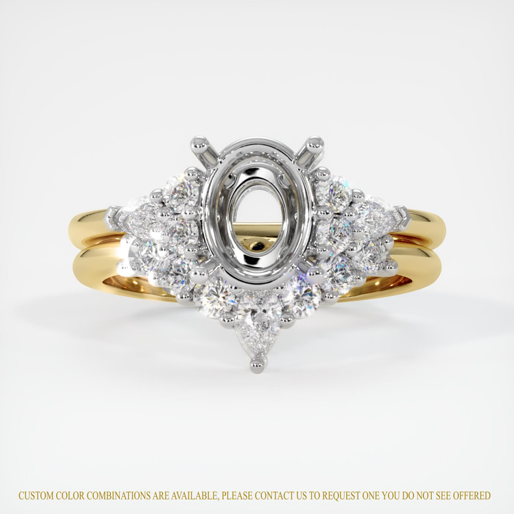 14K White & Yellow Accent Stones Ring Setting