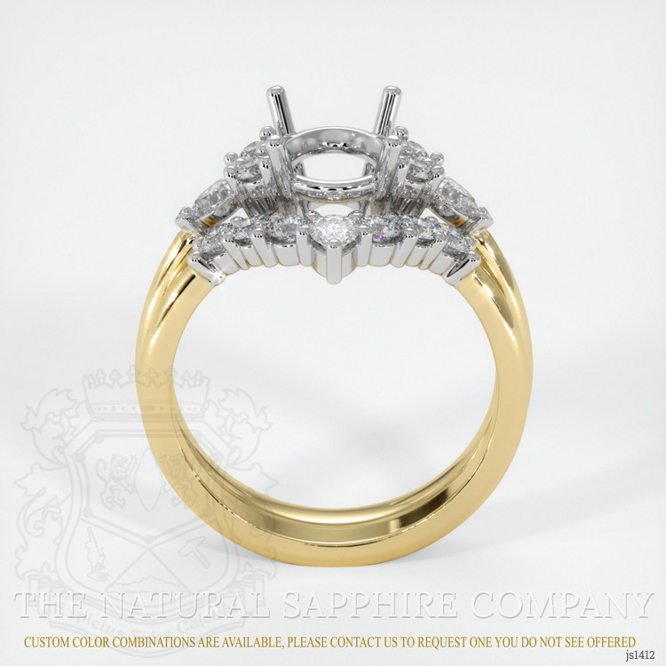 14K White & Yellow Accent Stones Ring Setting