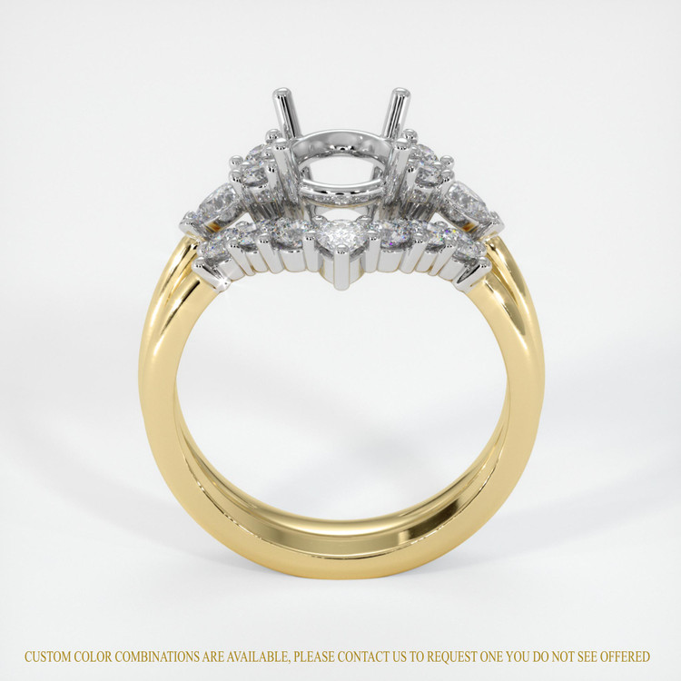 14K White & Yellow Accent Stones Ring Setting