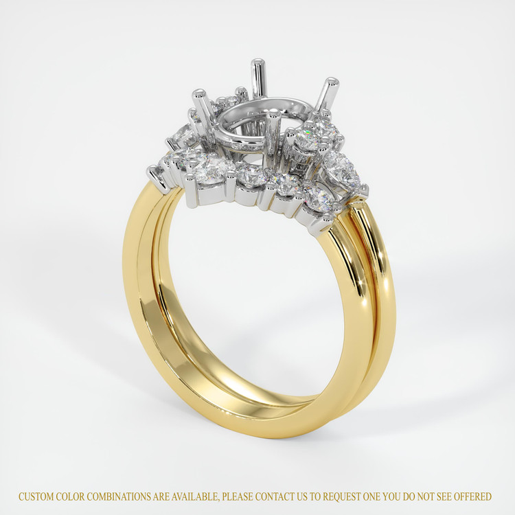 18K White & Yellow Accent Stones Ring Setting