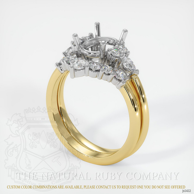 18K White & Yellow Accent Stones Ring Setting