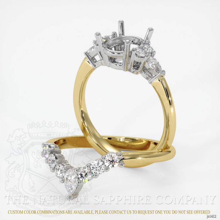 18K White & Yellow Accent Stones Ring Setting