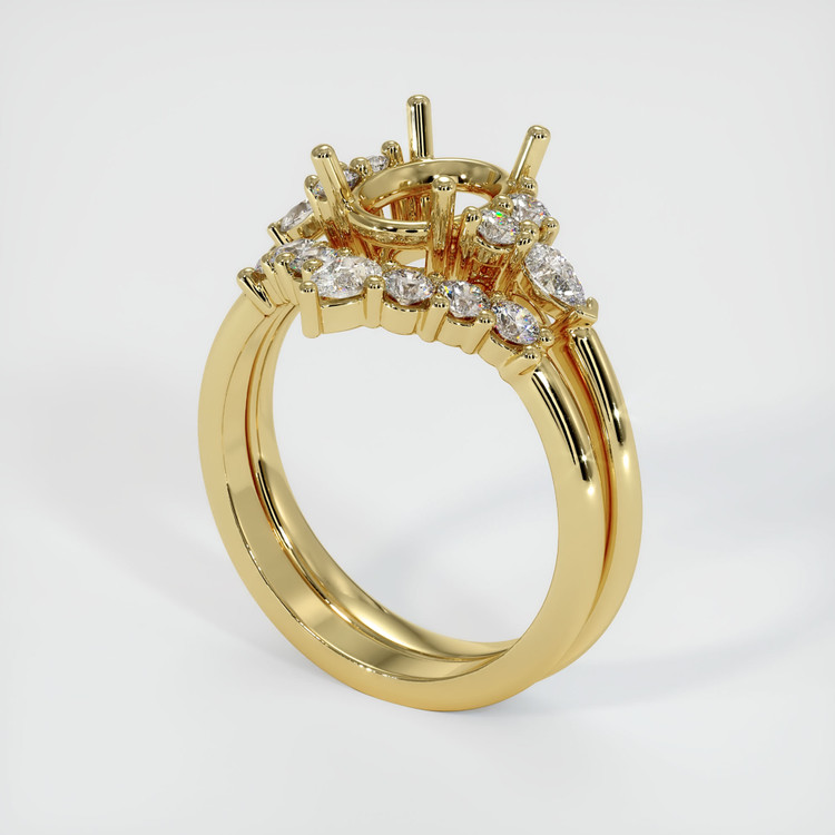 18K Yellow Gold Accent Stones Ring Setting
