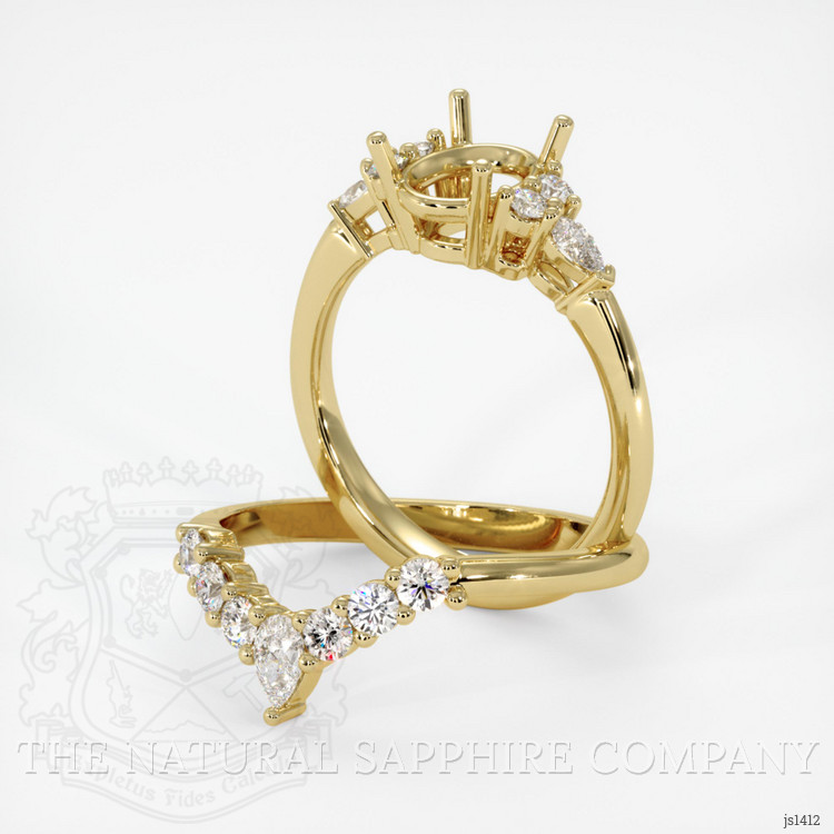 18K Yellow Gold Accent Stones Ring Setting