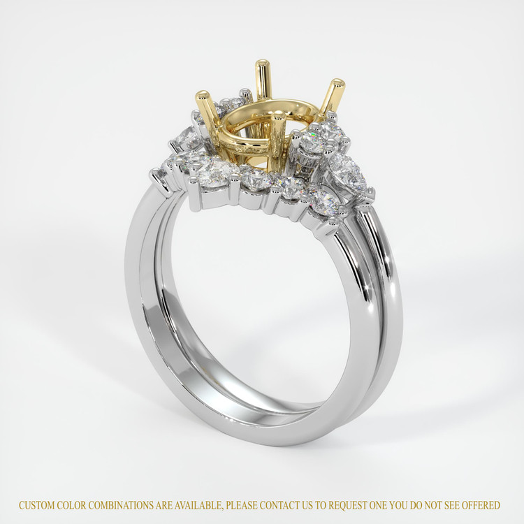 14K Yellow & White Accent Stones Ring Setting