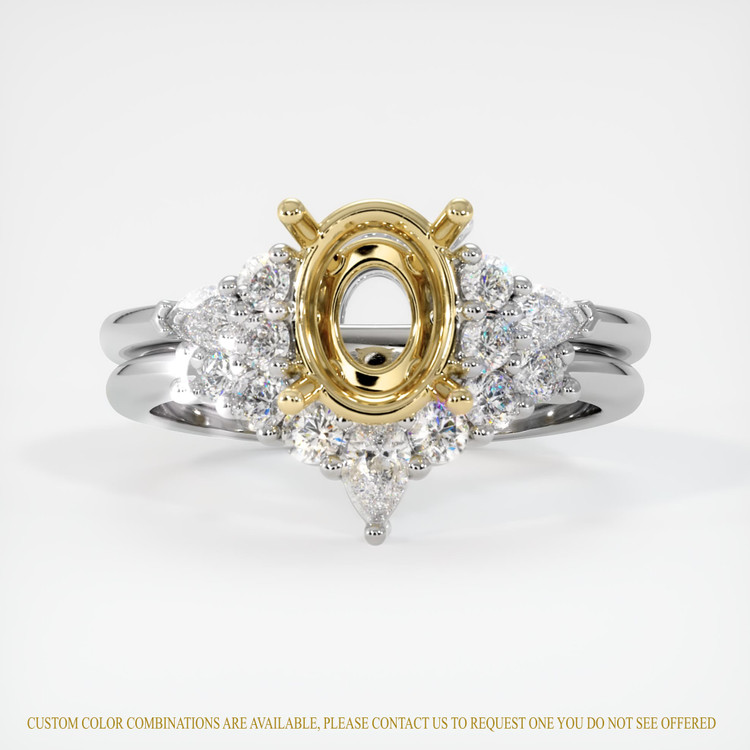 14K Yellow & White Accent Stones Ring Setting