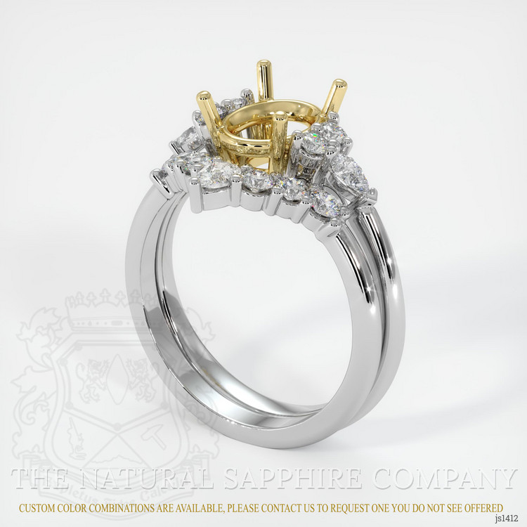 18K Yellow & White Accent Stones Ring Setting