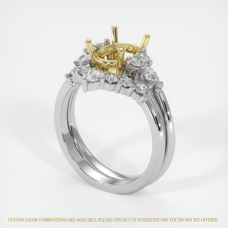 18K Yellow & White Accent Stones Ring Setting