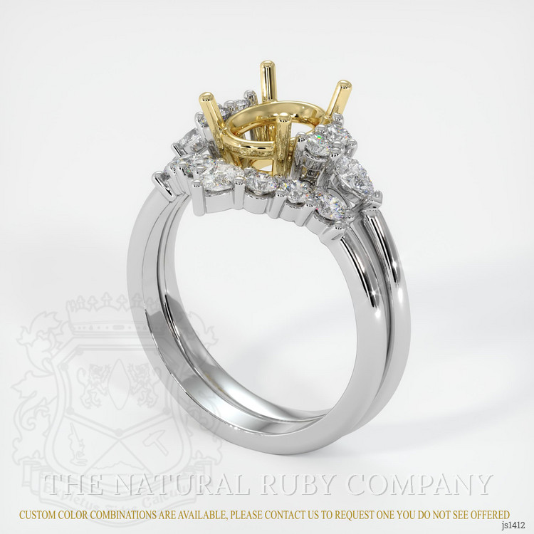 18K Yellow & White Accent Stones Ring Setting