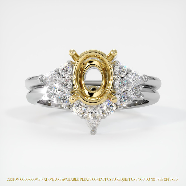 18K Yellow & White Accent Stones Ring Setting