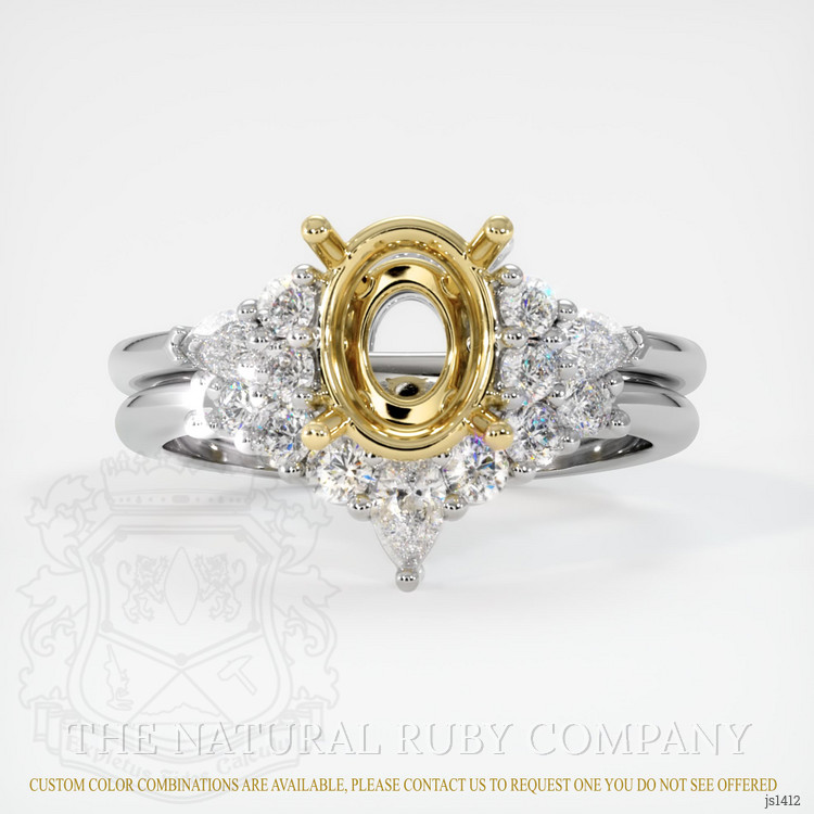 18K Yellow & White Accent Stones Ring Setting
