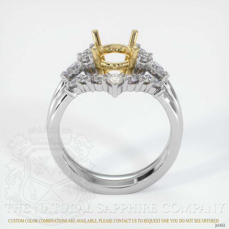 18K Yellow & White Accent Stones Ring Setting