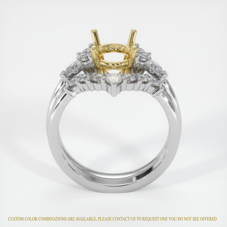18K Yellow & White Accent Stones Ring Setting