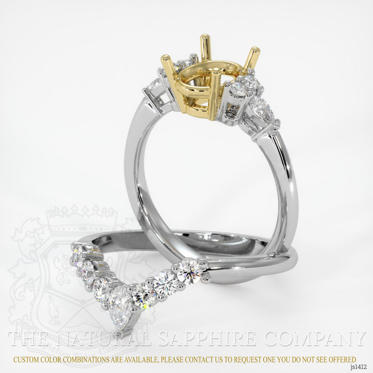 18K Yellow & White Accent Stones Ring Setting
