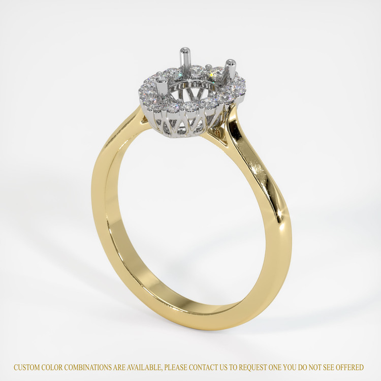 14K White & Yellow Antique Style Ring Setting