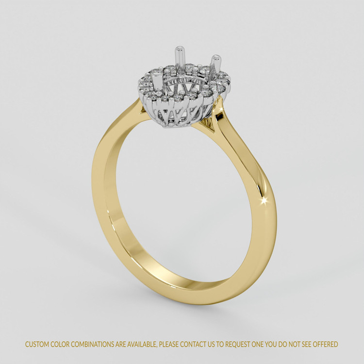 14K White & Yellow Antique Style Ring Setting