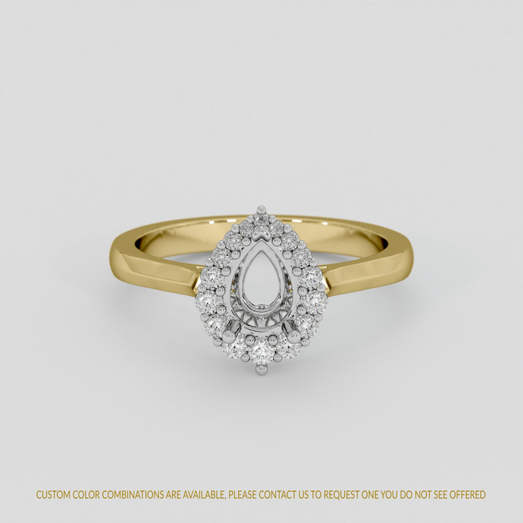 18K White & Yellow Antique Style Ring Setting