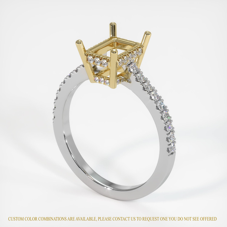 14K Yellow & White Pave Ring Setting