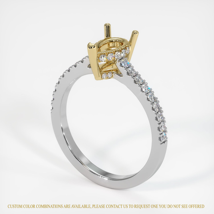 14K Yellow & White Pave Ring Setting