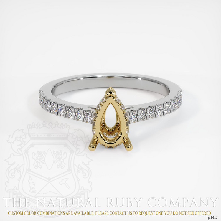 14K Yellow & White Pave Ring Setting
