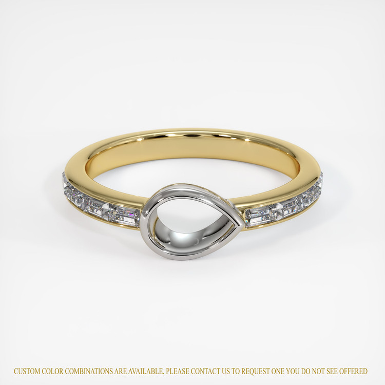 14K White & Yellow Accent Stones Ring Setting