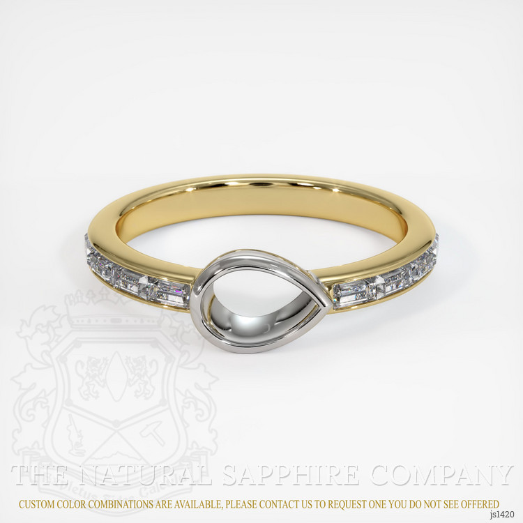 14K White & Yellow Accent Stones Ring Setting