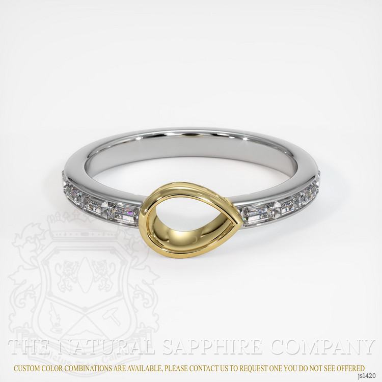 18K Yellow & White Accent Stones Ring Setting