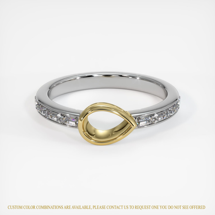 18K Yellow & White Accent Stones Ring Setting