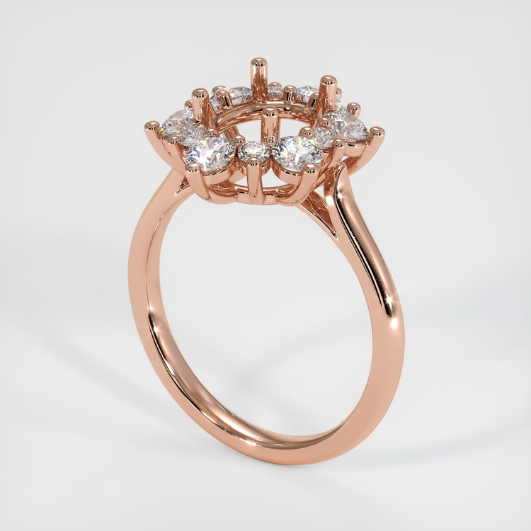 14K Rose Gold Halo Ring Setting