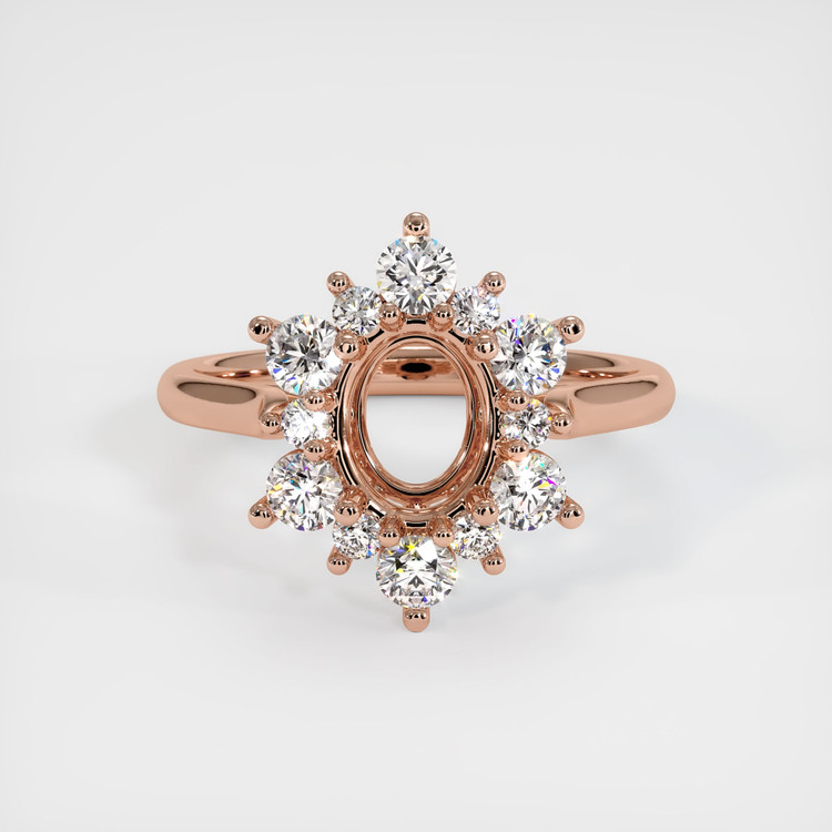 14K Rose Gold Halo Ring Setting